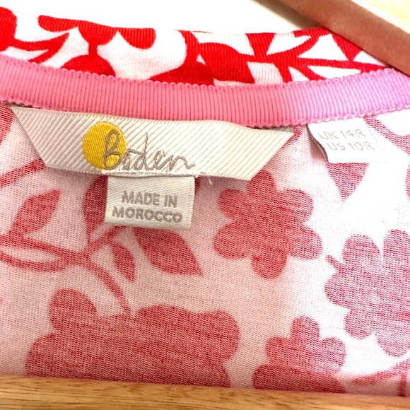 Boden Fixed Wrap Jersey Dress Floral Botanical Print Red and  White - Size 10R - Picture 2 of 8